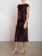 Neve Dress in Vintage Satin - Raisin