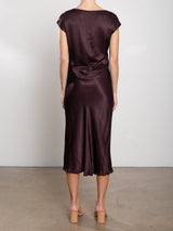 Neve Dress in Vintage Satin - Raisin