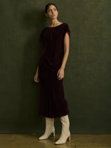 Neve Dress in Velvet - Oxblood