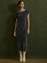Neve Dress in Velvet - Pewter