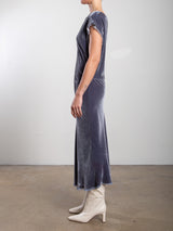 Neve Dress in Velvet - Pewter