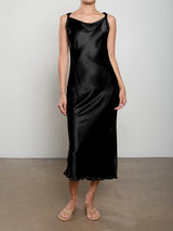 Solene Dress in Vintage Satin - Black
