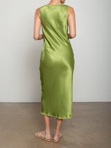 Solene Dress in Vintage Satin - Lime