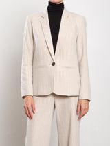 Cyrus Blazer in Brushed Pinstripe - Oat