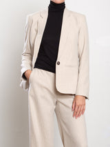 Cyrus Blazer in Brushed Pinstripe - Oat