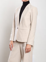 Cyrus Blazer in Brushed Pinstripe - Oat