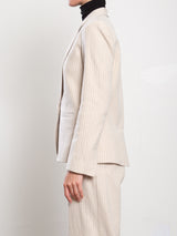 Cyrus Blazer in Brushed Pinstripe - Oat