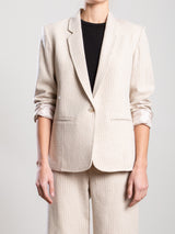 Cyrus Blazer in Brushed Pinstripe - Oat