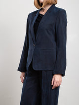 Cyrus Blazer in Japanese Cupro - Navy