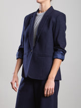 Cyrus Blazer in Brushed Pinstripe - Navy