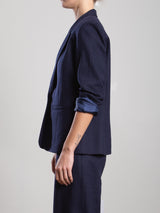 Cyrus Blazer in Brushed Pinstripe - Navy