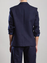 Cyrus Blazer in Brushed Pinstripe - Navy