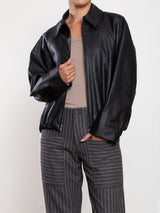 Andre Bomber Jacket In Vegan Leather - Black