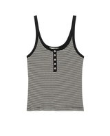 The Henley Slim Tank - Black and Cream Stripe
