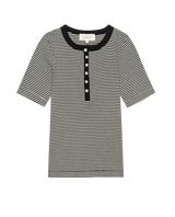 The Baseline Henley - Black and Cream Stripe
