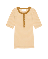 The Baseline Henley - Bronze and Cream Stripe