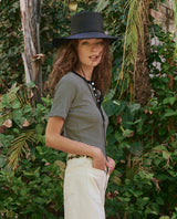 The Baseline Henley - Black and Cream Stripe