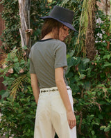 The Baseline Henley - Black and Cream Stripe