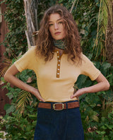 The Baseline Henley - Bronze and Cream Stripe