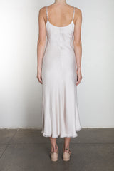 Farrah Slip Dress in Vintage Satin - Parchment