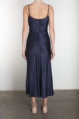 Farrah Slip Dress in Vintage Satin - Night