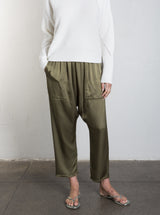 Erika Drop Pant in Vintage Satin - Olive *Final Sale*