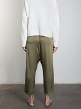 Erika Drop Pant in Vintage Satin - Olive *Final Sale*