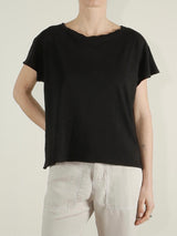 Kerri Boxy Crop Tee in Supima Slub - Black