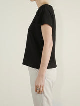 Kerri Boxy Crop Tee in Supima Slub - Black