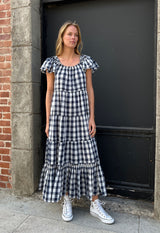 The Great Nightingale Dress in Navy Heart Check