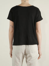 Kerri Boxy Crop Tee in Supima Slub - Black