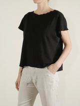 Kerri Boxy Crop Tee in Supima Slub - Black
