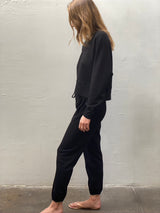 Sophia Crop Sweatshirt in French Terry - Black