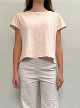 Kerri Boxy Crop Tee in Supima Slub - Blush
