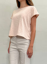 Kerri Boxy Crop Tee in Supima Slub - Blush