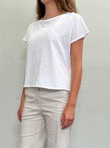 Kerri Boxy Crop Tee in Supima Slub - White