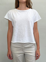 Kerri Boxy Crop Tee in Supima Slub - White
