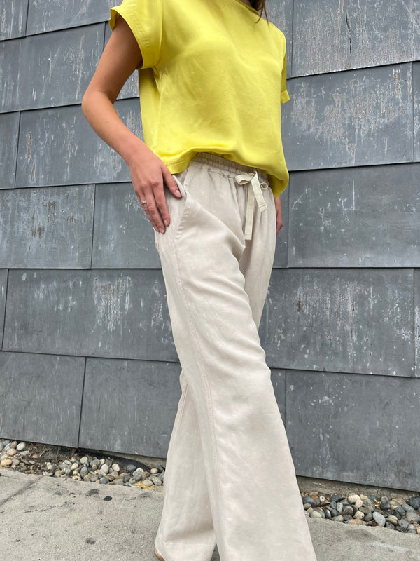 Sloane Low-Rise Pant in Linen - Cement