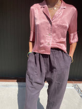 Erika Drop Pant in Linen - Carbon