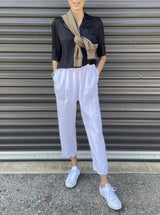 Erika Drop Pant in Linen - White