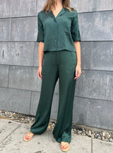 Hepburn Pant in Italian Satin - Bottle *Final Sale*