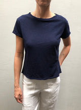 Kerri Boxy Crop Tee in Supima Slub - Midnight