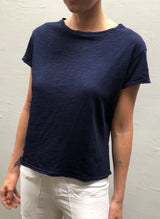 Kerri Boxy Crop Tee in Supima Slub - Midnight