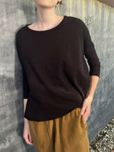 Tommy Boxy Tee in Supima Slub - Black