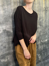 Tommy Boxy Tee in Supima Slub - Black