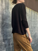 Tommy Boxy Tee in Supima Slub - Black