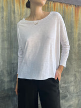 Tommy Boxy Tee in Supima Slub - White