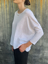 Tommy Boxy Tee in Supima Slub - White