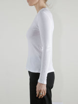Jimmy Long-Sleeve Tee in Lightweight Rib - White