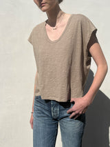Lena Slouchy Scoop Neck Tee in Supima Slub - Anthracite